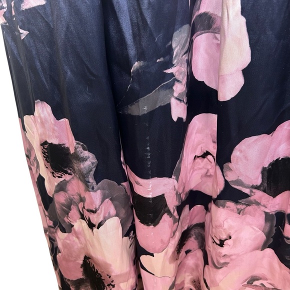 Xscape blue floral off shoulder full length formal gown size 12 wedding gala - Picture 12 of 13